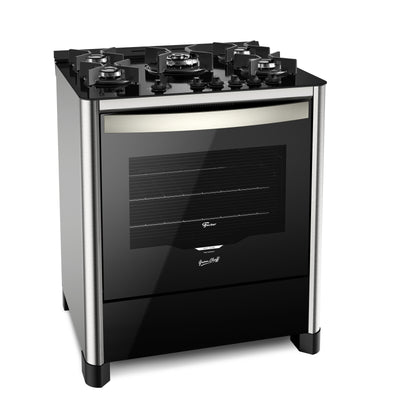 Fogão 5 Bocas Fischer de Piso Gran Cheff Tripla Chama Mesa de Vidro Inox 220V
