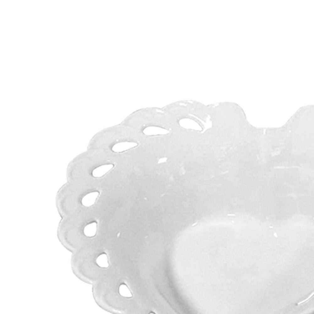 Travessa Coração Full-Fit Dynasty em Porcelana 14,5x13,8x1,6cm Branco