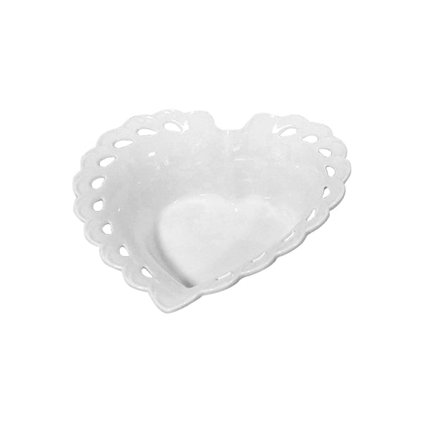 Travessa Coração Full-Fit Dynasty em Porcelana 14,5x13,8x1,6cm Branco