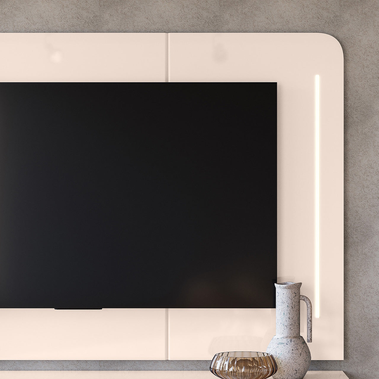 Painel Suspenso Atlas DJ Móveis 218cm com Led Off White