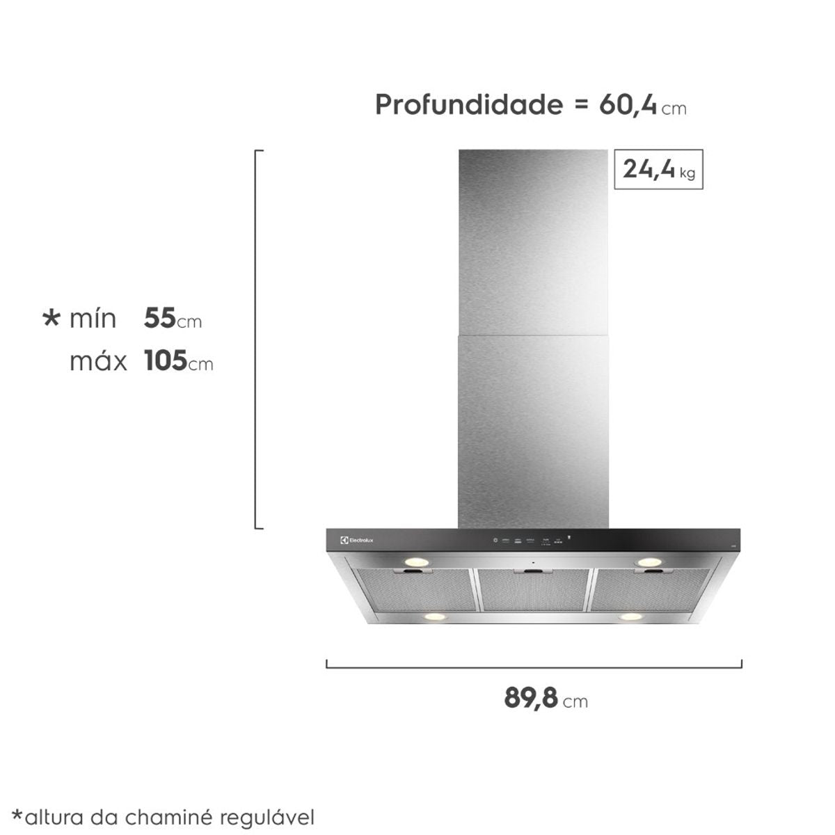 Coifa de Ilha Experience Electrolux CE9IF 90cm Inteligência Artificial Inox 220V