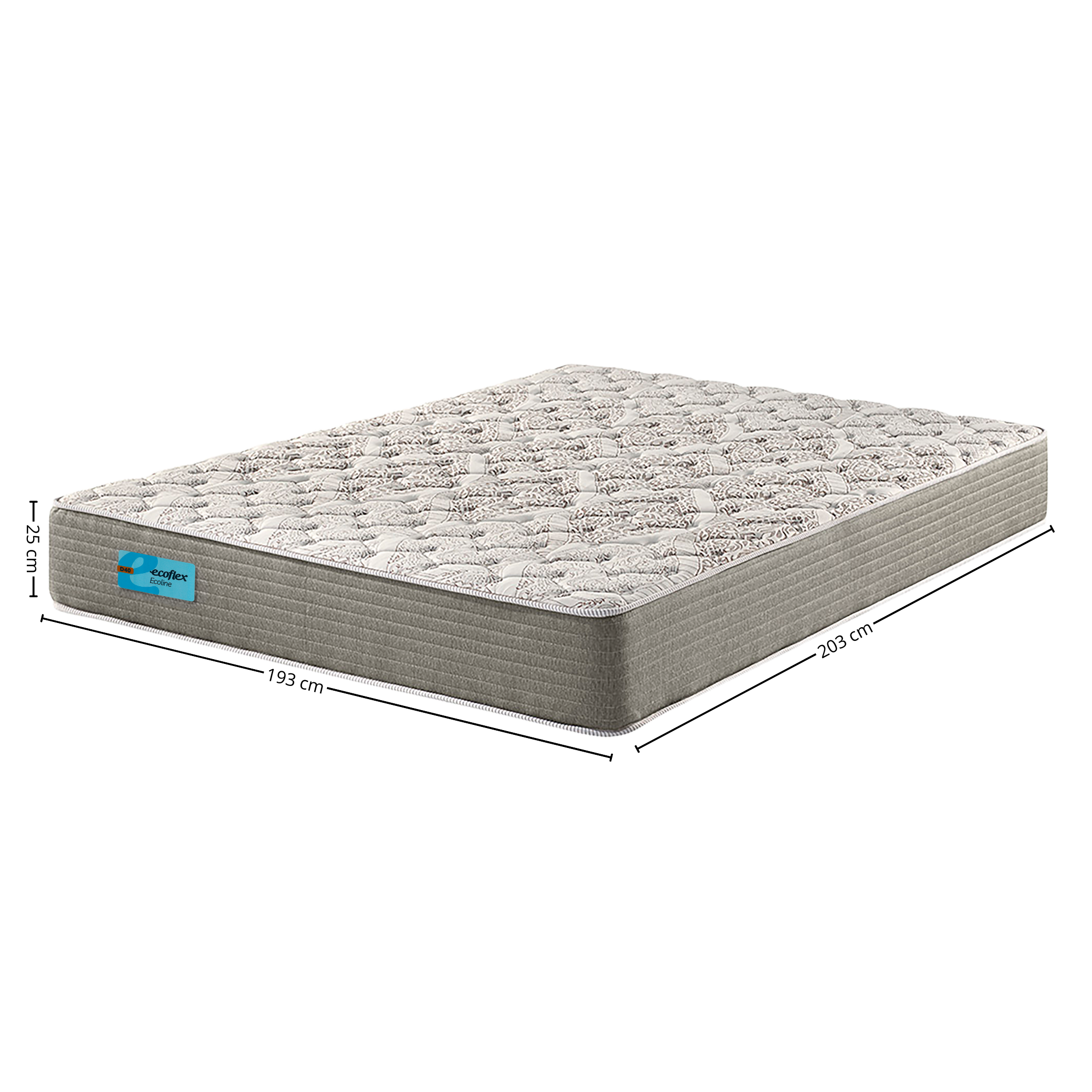 Colchão Espuma Ecoline D-40 Ecoflex King 193x203x25cm Cinza