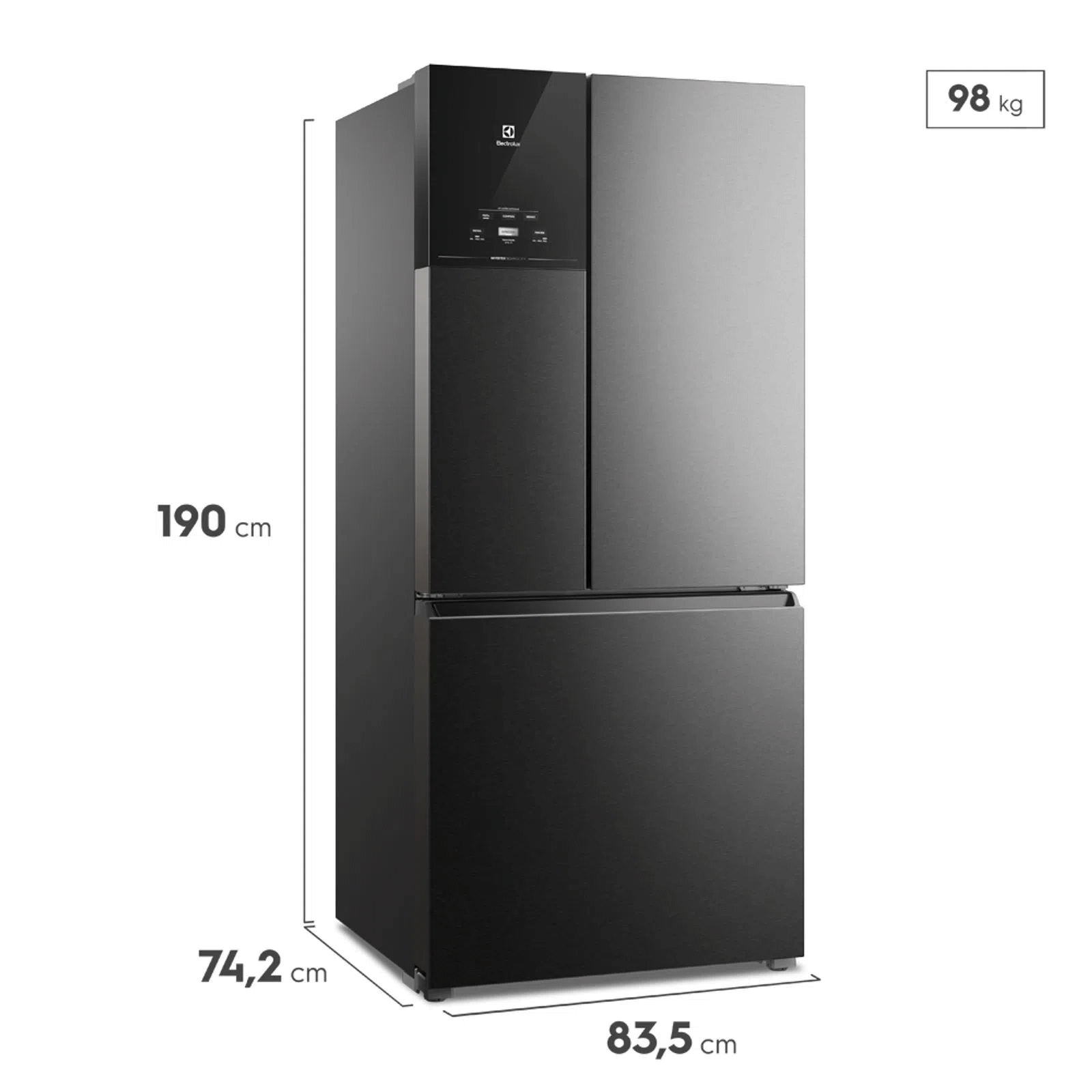 Refrigerador Electrolux 590L IM8B MultiDoor Inverter Efficient com AutoSense Inverse Preto Look 220V