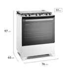 Fogão 5 Bocas Electrolux Efficient FE5IB com Mesa Inox, PerfectCook e VaporBake Branco Bivolt