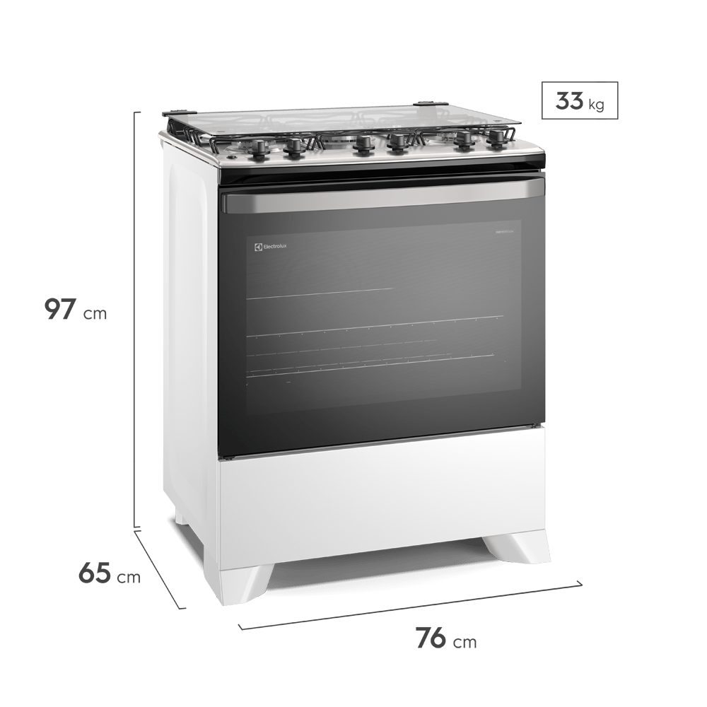 Fogão 5 Bocas Electrolux Efficient FE5IB com Mesa Inox, PerfectCook e VaporBake Branco Bivolt