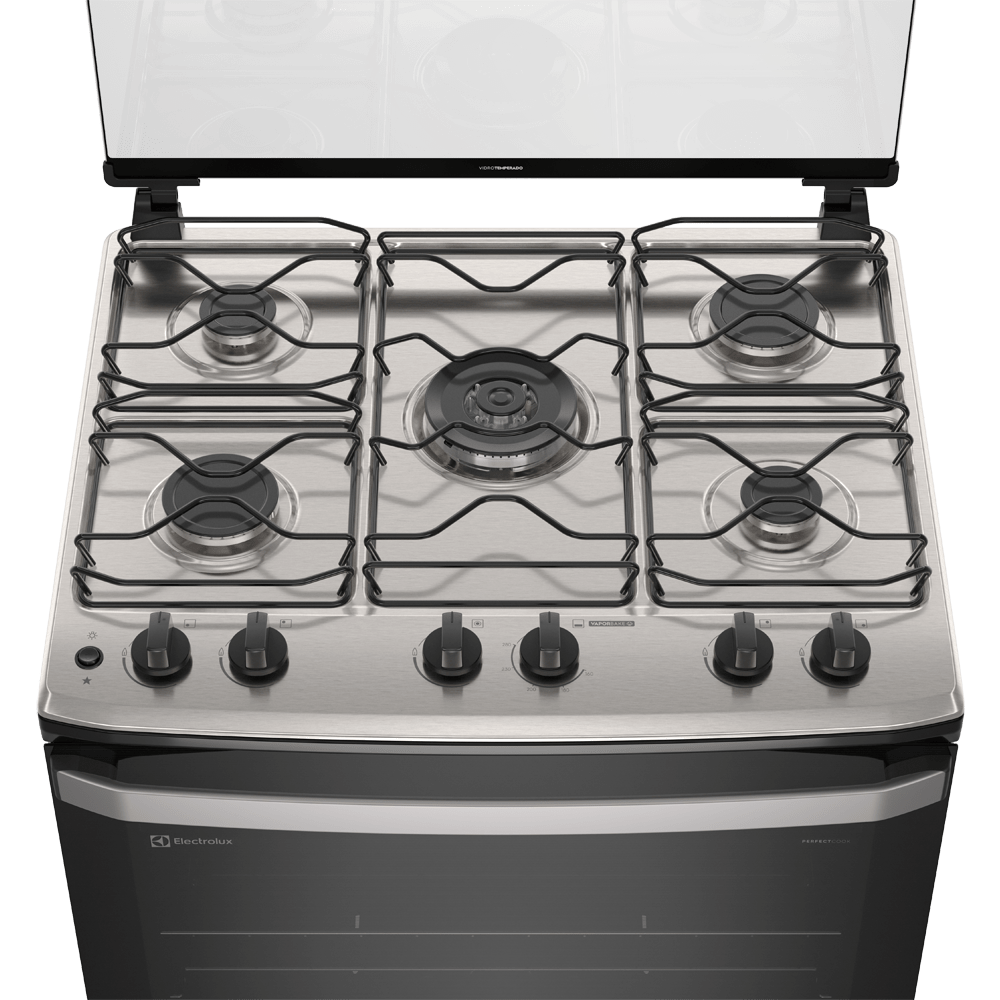 Fogão 5 Bocas Electrolux Efficient FE5IB com Mesa Inox, PerfectCook e VaporBake Branco Bivolt