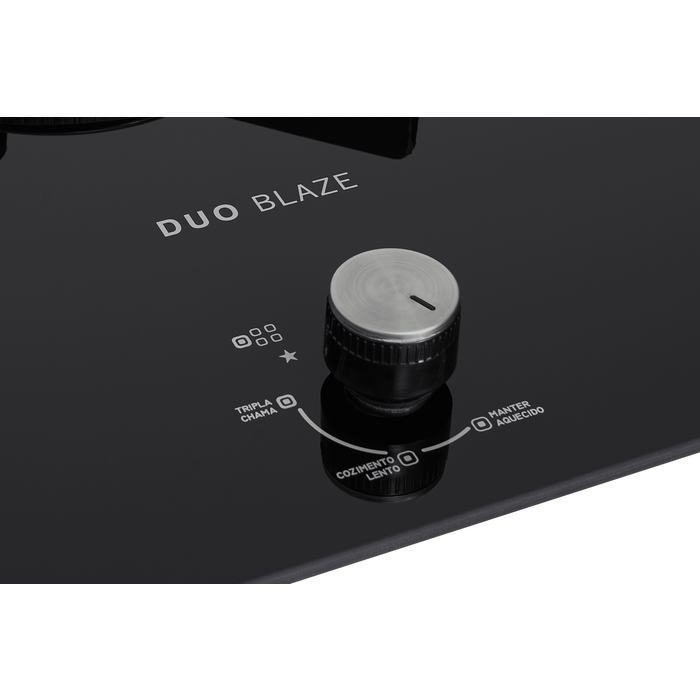 Cooktop à Gás Fischer 5 Bocas Infinity Duo Blaze Tripla Chama Mesa Vidro Preto Bivolt