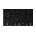 Cooktop à Gás Fischer 5 Bocas Infinity Duo Blaze Tripla Chama Mesa Vidro Preto Bivolt