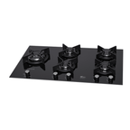 Cooktop à Gás Fischer 5 Bocas Infinity Duo Blaze Tripla Chama Mesa Vidro Preto Bivolt