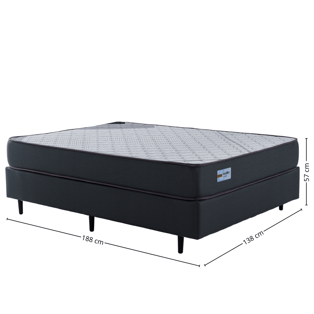 Conjunto Cama Box Dual Firm Casal Ecoflex 138x188x47cm Espuma D-28 Chumbo