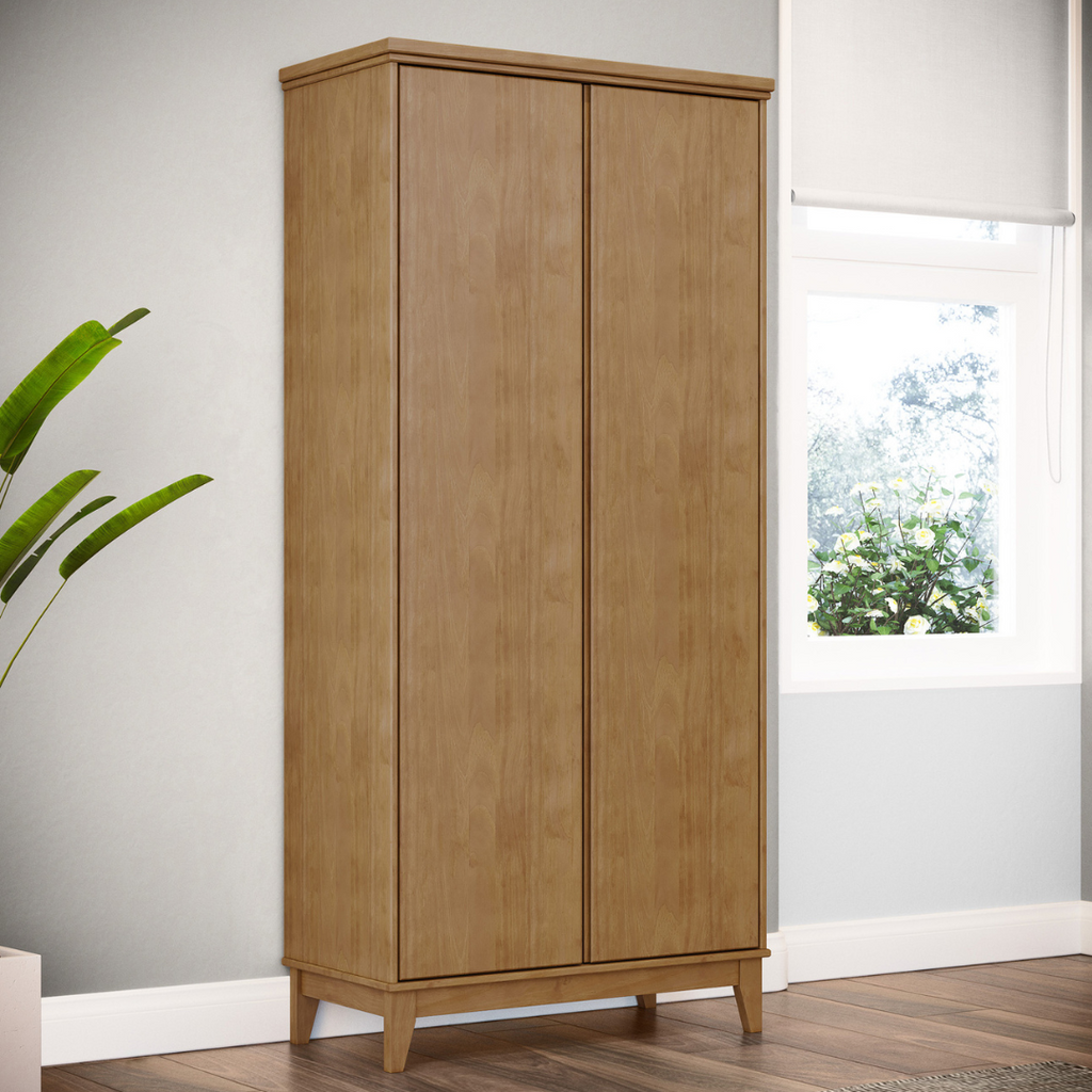 Roupeiro Prata Finestra 83cm 2 Portas 5 Prateleiras Freijó