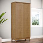 Roupeiro Prata Finestra 83cm 2 Portas 5 Prateleiras Freijó