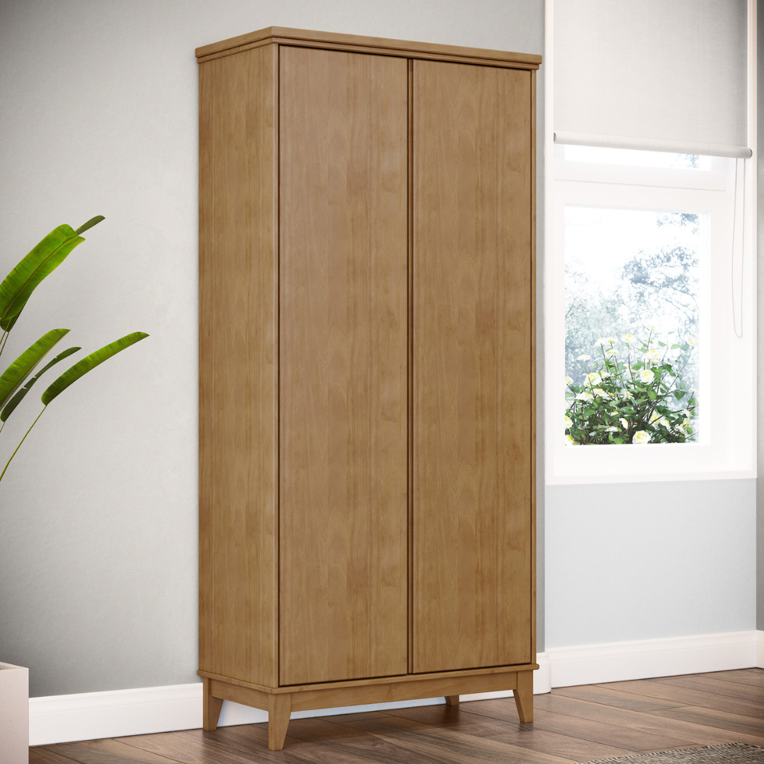 Roupeiro Prata Finestra 83cm 2 Portas 5 Prateleiras Freijó