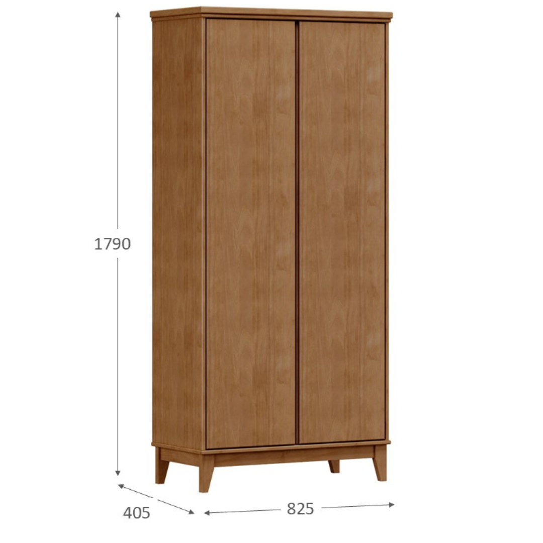 Roupeiro Prata Finestra 83cm 2 Portas 5 Prateleiras Freijó