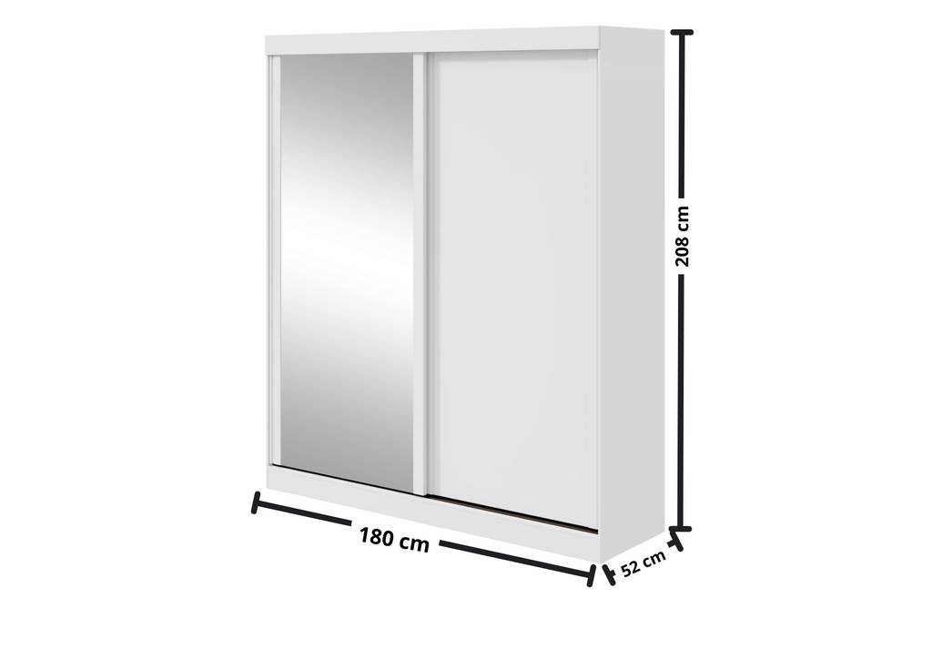 Roupeiro Zeine Lopas 180cm 2 Portas Correr com Espelho Flex Branco