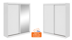 Roupeiro Zeine Lopas 180cm 2 Portas Correr com Espelho Flex Branco