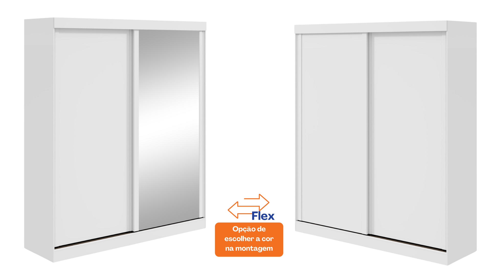 Roupeiro Zeine Lopas 180cm 2 Portas Correr com Espelho Flex Branco