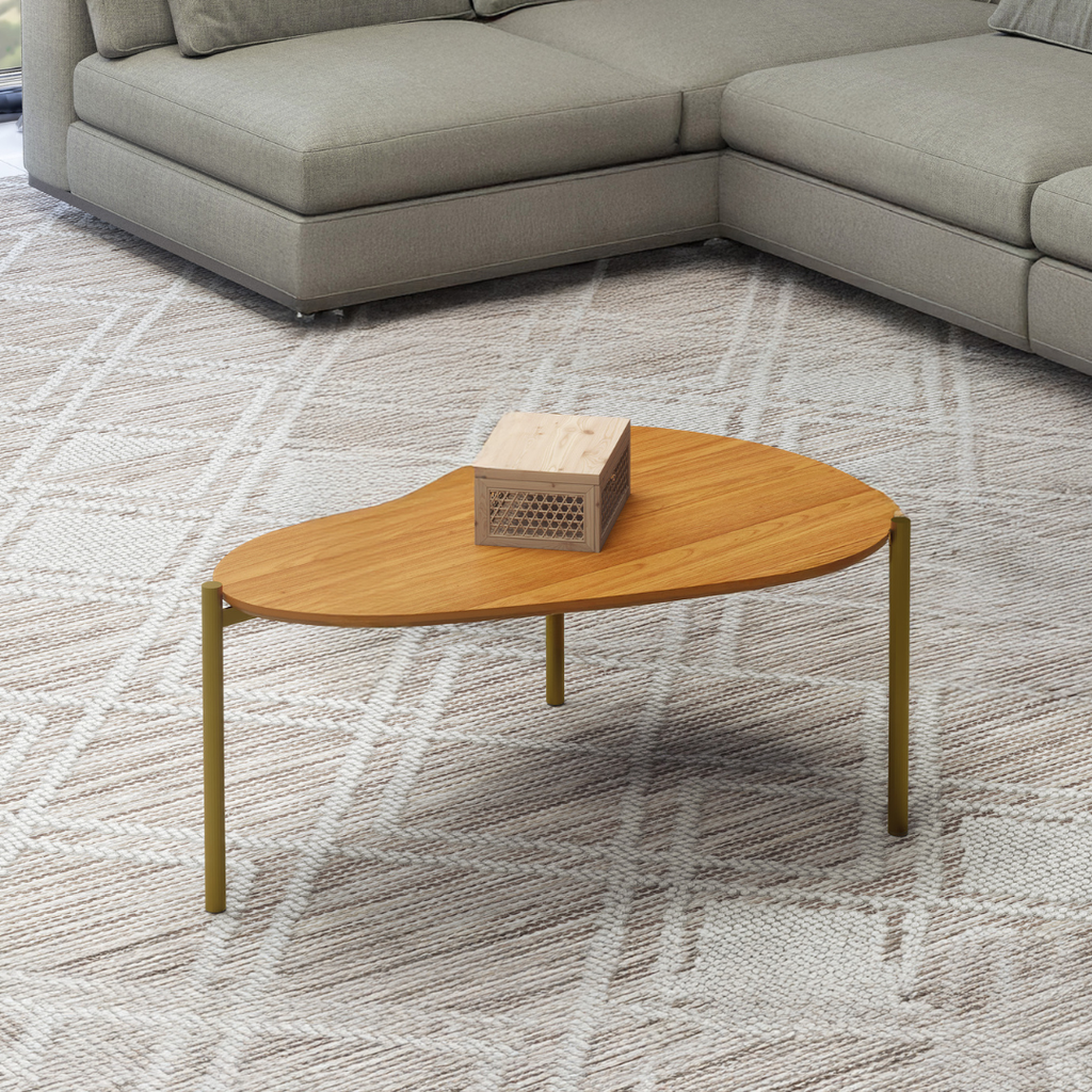 Mesa de Centro Orgânica Dalla Costa 70cm TB628 Pés Dourados Freijó