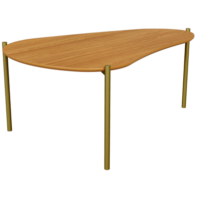 Mesa de Centro Orgânica Dalla Costa 70cm TB628 Pés Dourados Freijó