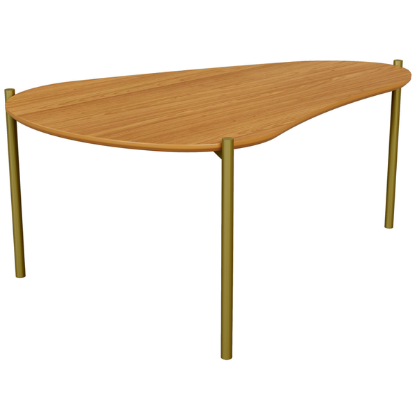 Mesa de Centro Orgânica Dalla Costa 70cm TB628 Pés Dourados Freijó