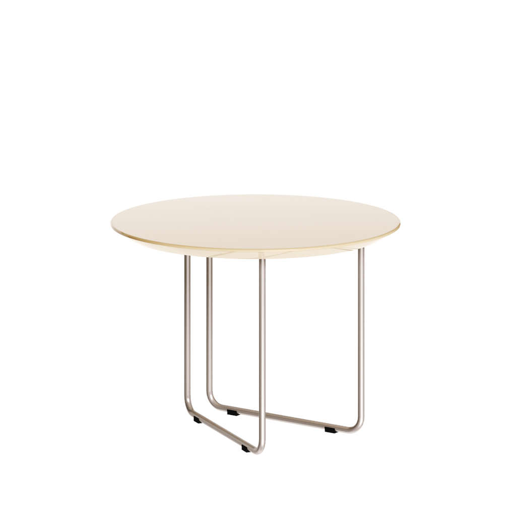 Mesa de Centro Redonda Side Imcal 56x40 Pé em Metal Off White