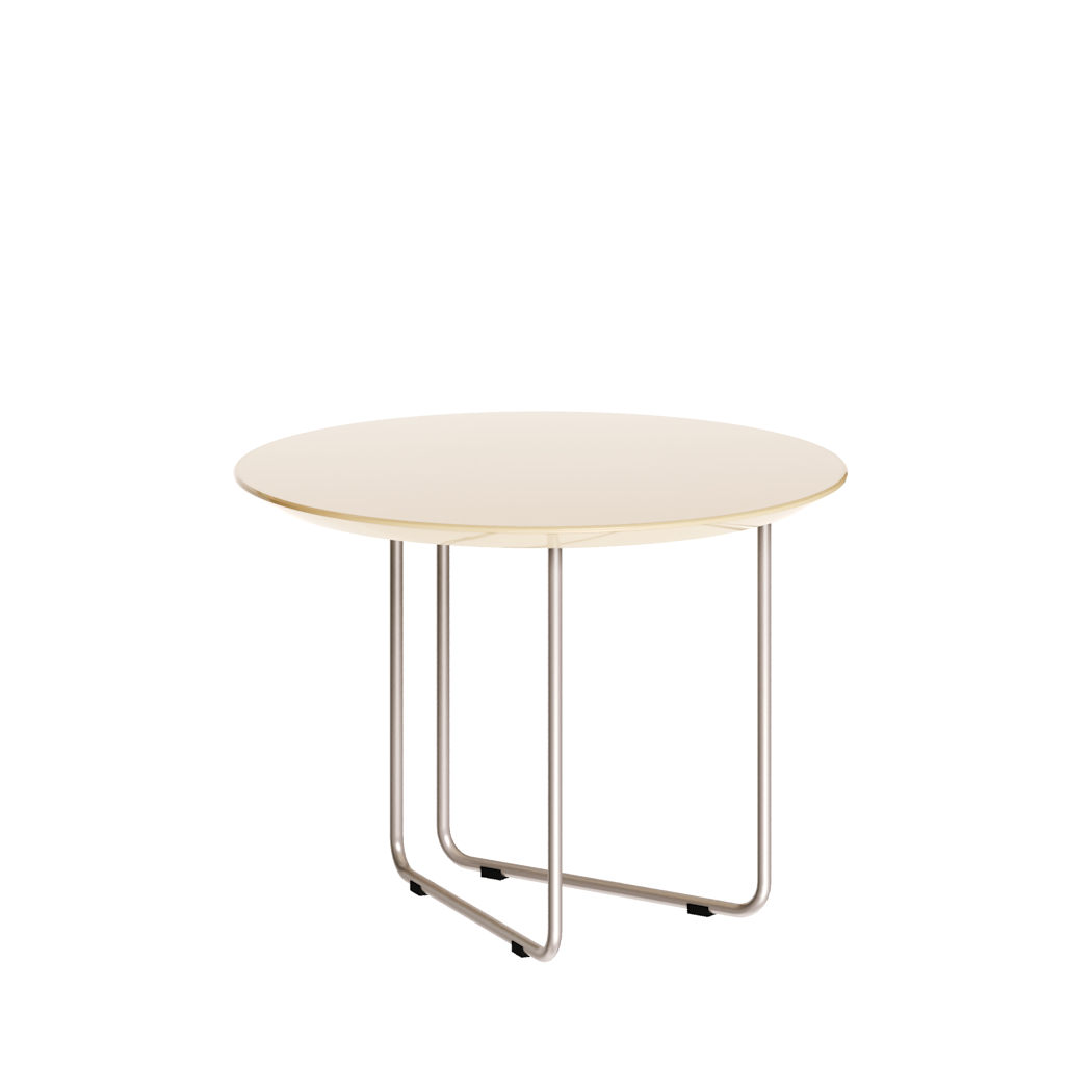 Mesa de Centro Redonda Side Imcal 56x40 Pé em Metal Off White