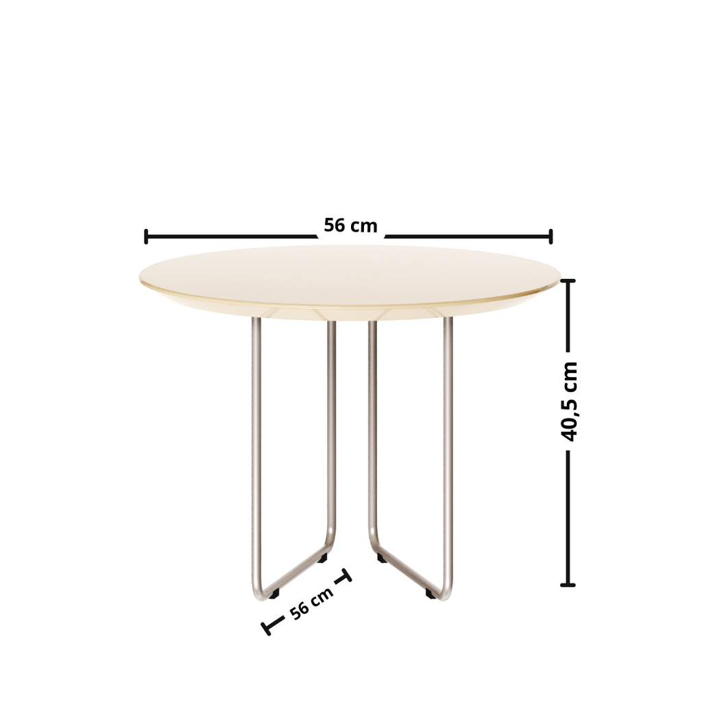 Mesa de Centro Redonda Side Imcal 56x40 Pé em Metal Off White