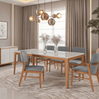 Mesa Retangular Betina Artsoli 180x100cm Tampo de Vidro Off White