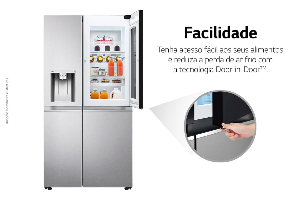 Refrigerador LG 598L Side By Side InstaView UVNano Inverter Inox 220V