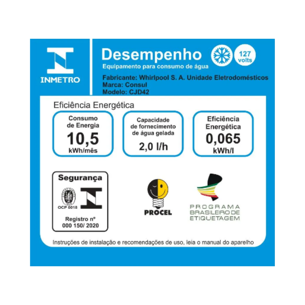 Bebedouro de Água Consul CJD42AB Gela Mais por Compressor Branco 220V
