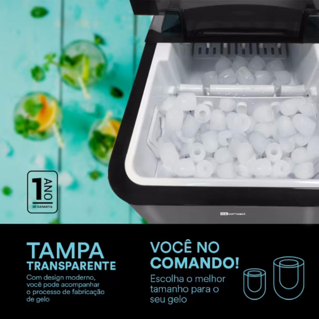 Máquina de Gelo 15kg EOS Ice Compact EMG302T 220V