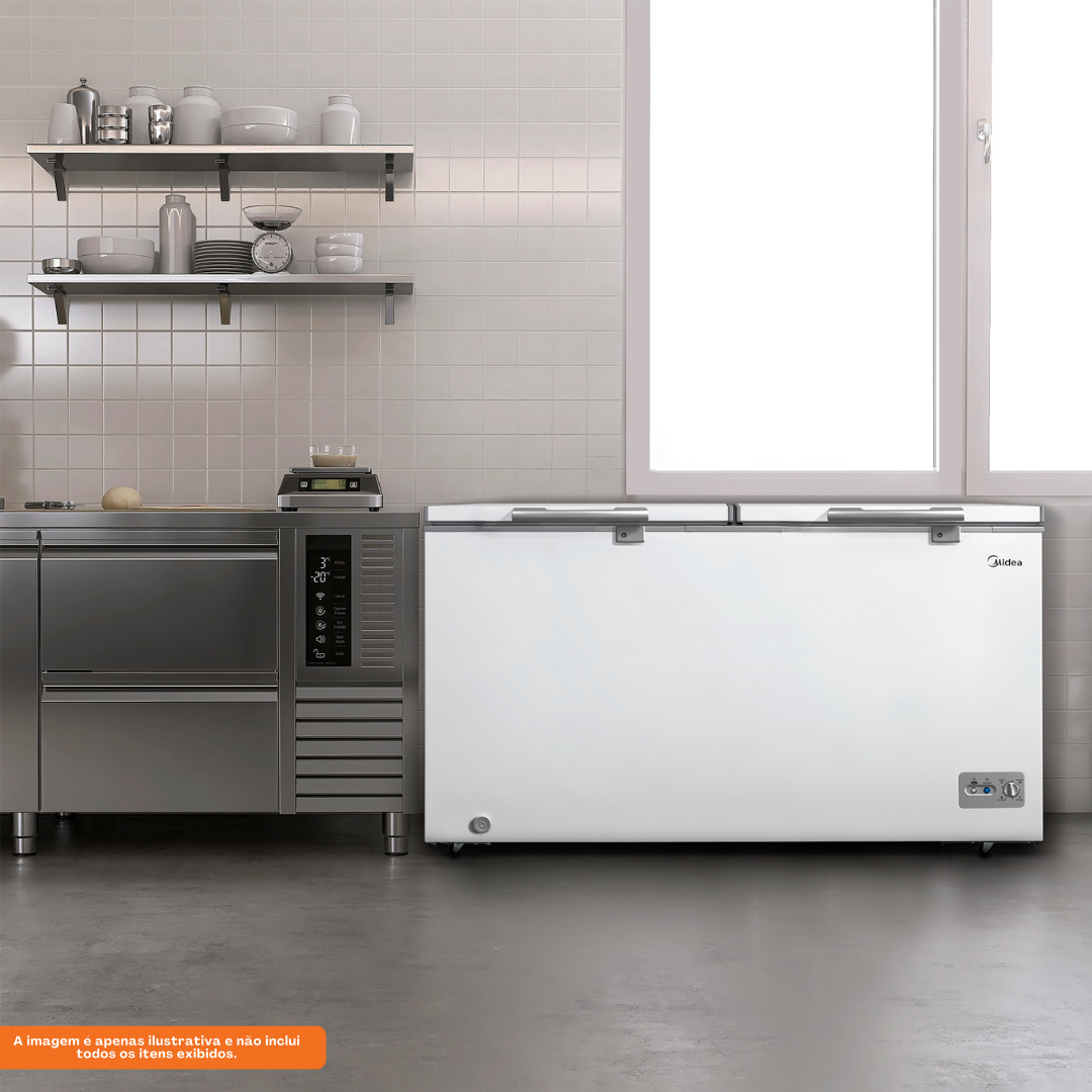 Freezer Horizontal Midea 362L 2 Tampas Branco 220V
