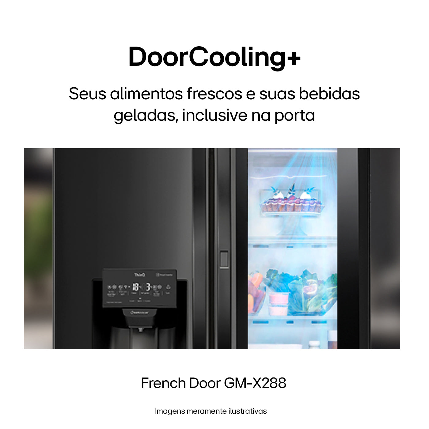 Refrigerador LG 660L 3 Portas French Door Inverse InstaView Inverter Água e Gelo na Porta Inox Black 220V