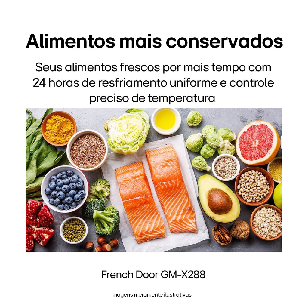 Refrigerador LG 660L 3 Portas French Door Inverse InstaView Inverter Água e Gelo na Porta Inox Black 220V