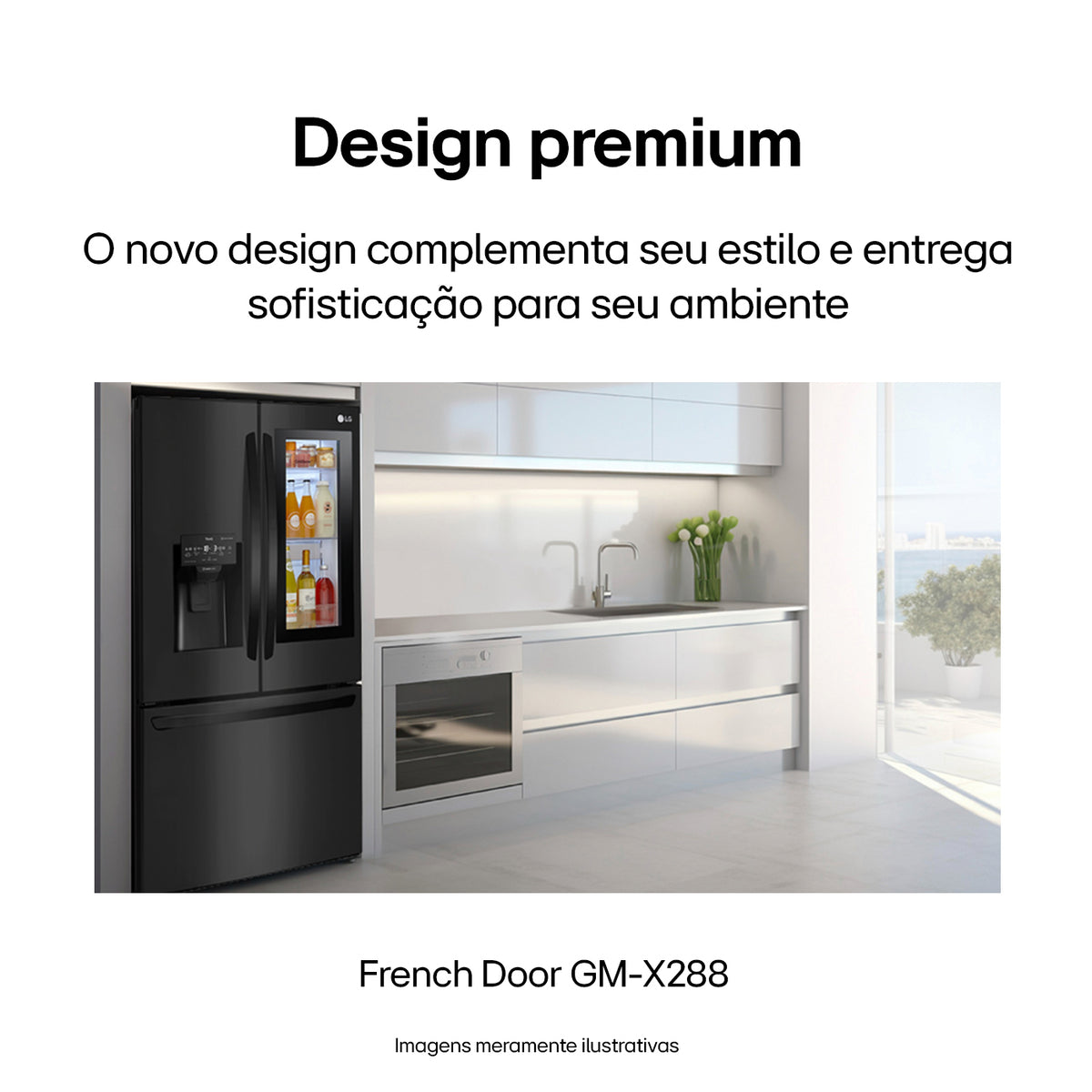 Refrigerador LG 660L 3 Portas French Door Inverse InstaView Inverter Água e Gelo na Porta Inox Black 220V