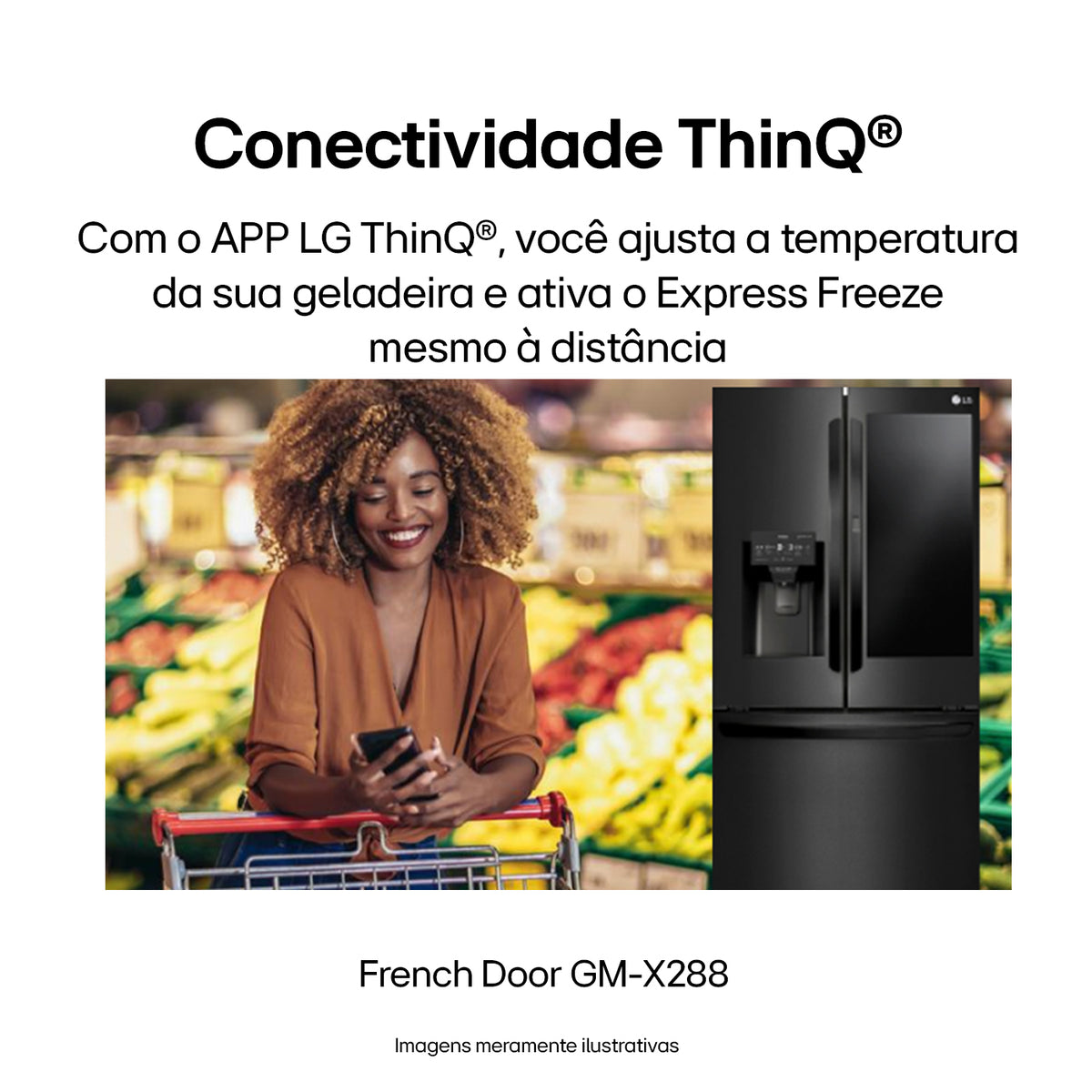 Refrigerador LG 660L 3 Portas French Door Inverse InstaView Inverter Água e Gelo na Porta Inox Black 220V
