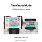 Refrigerador LG 660L 3 Portas French Door Inverse InstaView Inverter Água e Gelo na Porta Inox Black 220V