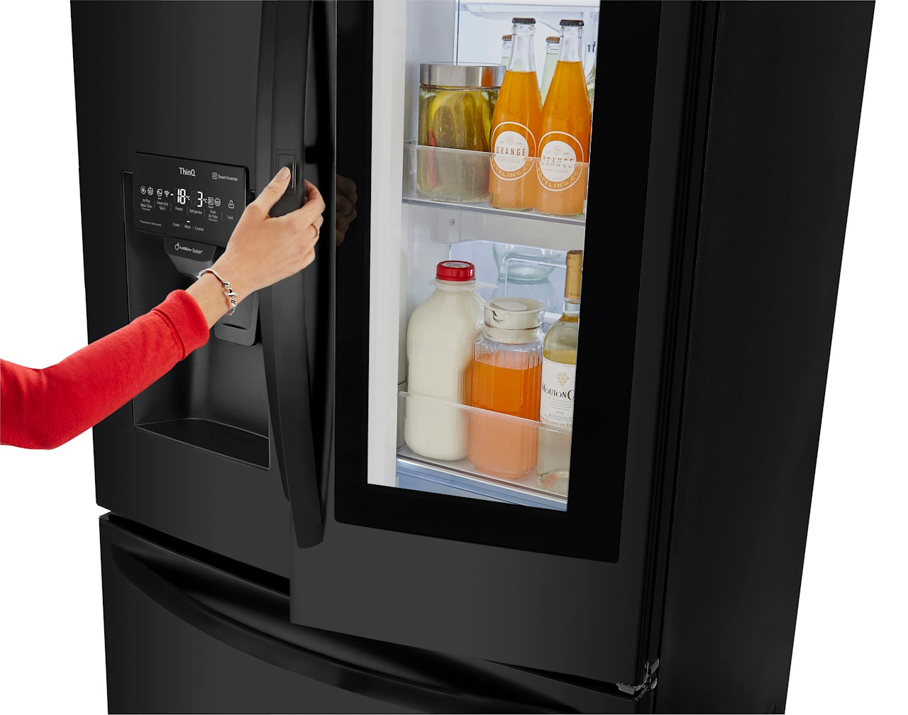 Refrigerador LG 660L 3 Portas French Door Inverse InstaView Inverter Água e Gelo na Porta Inox Black 220V