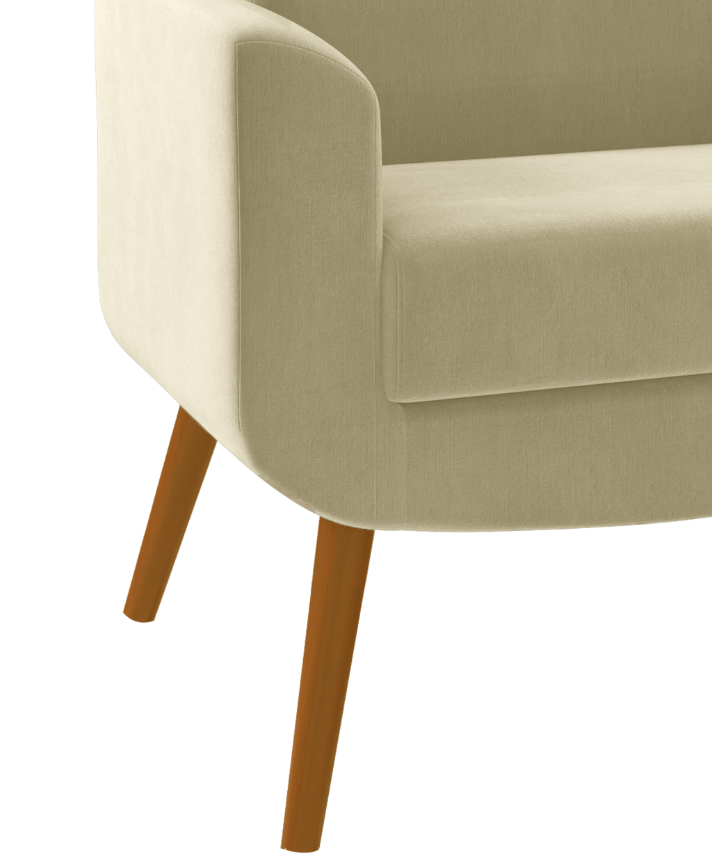 Poltrona Turim 74cm Konfort Pé Palito Castanho Linho Bege