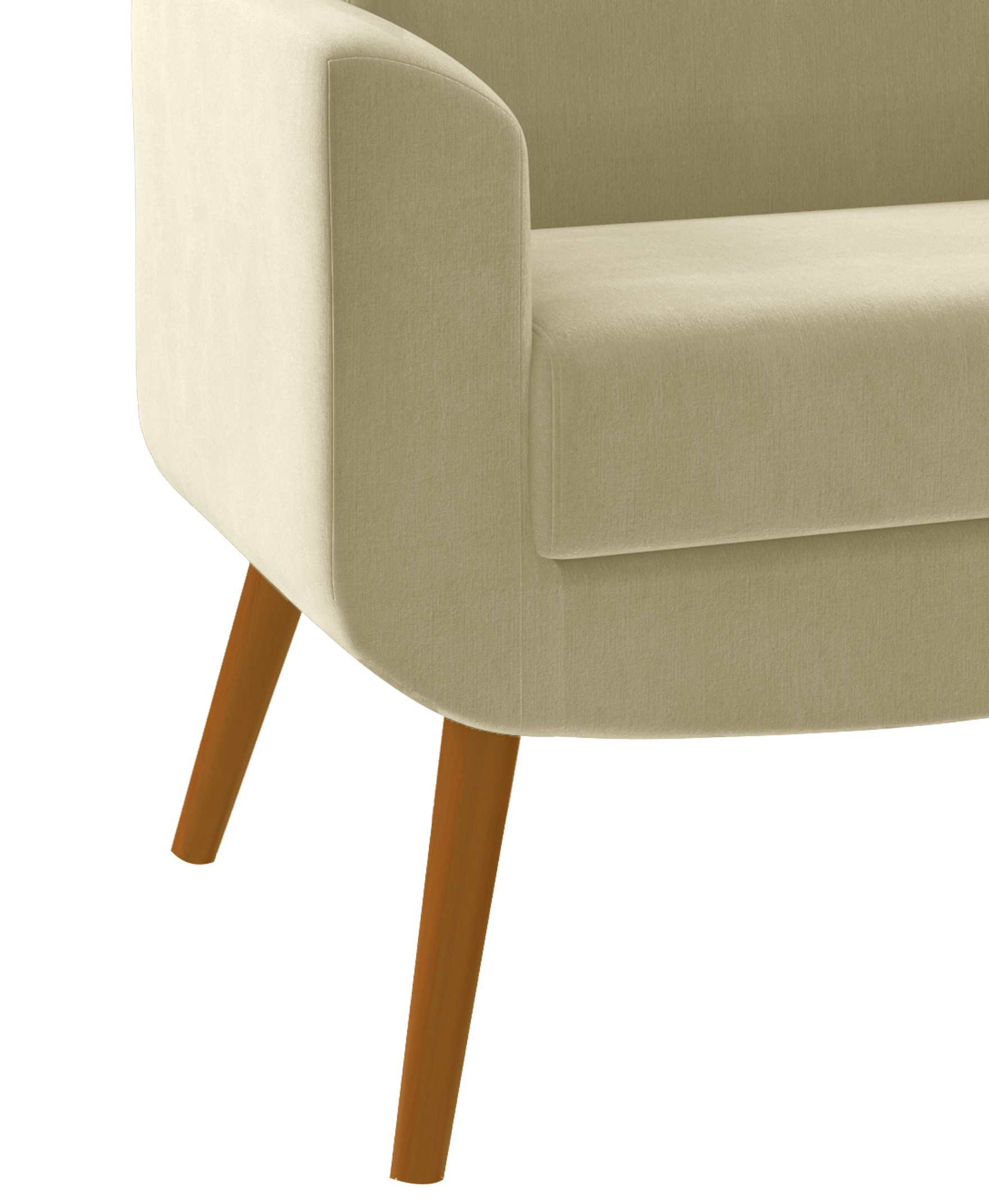 Poltrona Turim 74cm Konfort Pé Palito Castanho Linho Bege