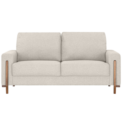 Sofá Living MH4244 212cm Herval 2 assentos Pé Madeira Linho Areia