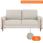 Sofá Living MH4244 212cm Herval 2 assentos Pé Madeira Linho Areia