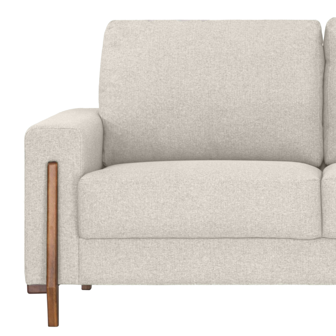 Sofá Living MH4244 212cm Herval 2 assentos Pé Madeira Linho Areia
