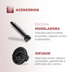Escova Rotativa Mondial Golden 5 em 1 1200W Black Rose 220V