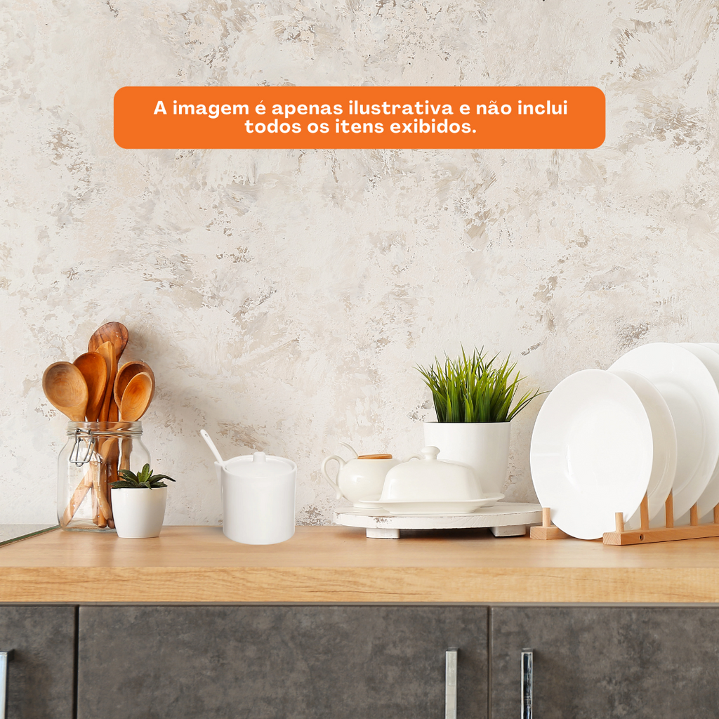 Açucareiro de Porcelana Etilux Manhattan com Colher 300ml Branco