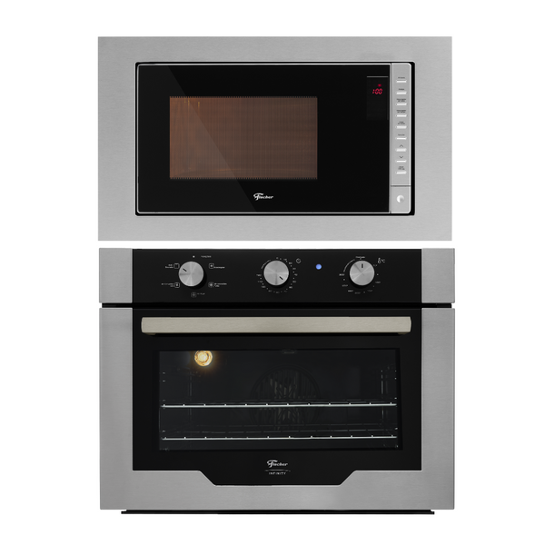 Kit Fischer de Embutir Forno Elétrico 50 Litros Infinity+Micro-ondas 25 Litros Fit Line Inox 220V