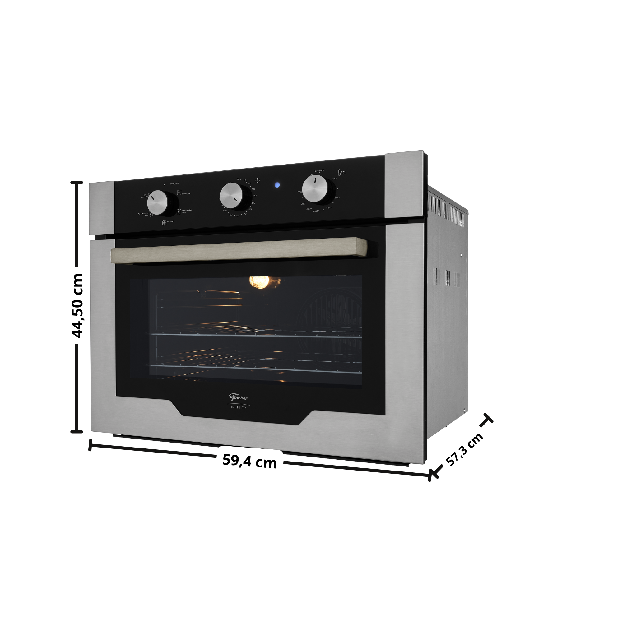 Kit Fischer de Embutir Forno Elétrico 50 Litros Infinity+Micro-ondas 25 Litros Fit Line Inox 220V