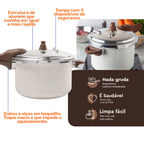Panela de Pressão Ceramic Life Brinox 6,8L Indução Pressure Vanilla