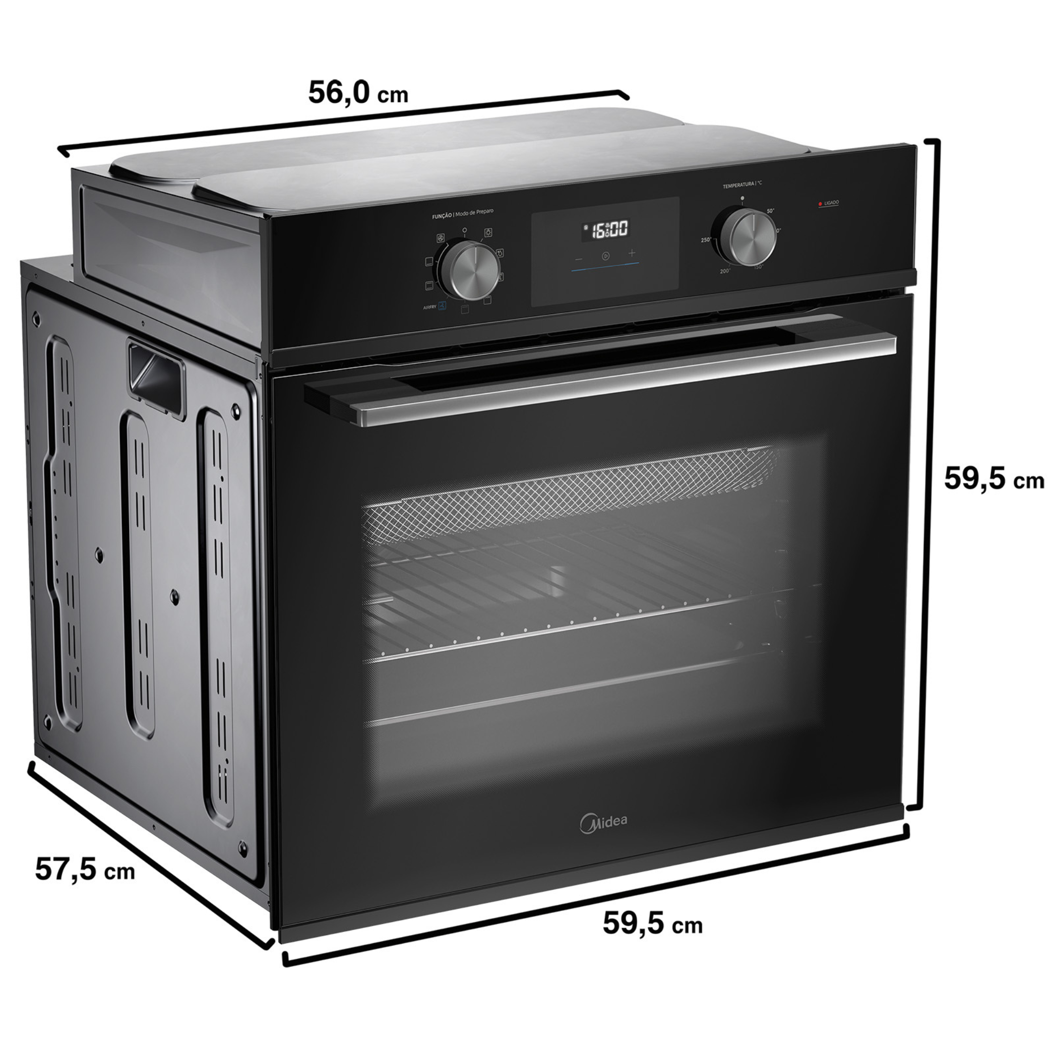 Forno de Embutir Elétrico Midea 80L TSD80P2 com Função AirFryer Preto 220V
