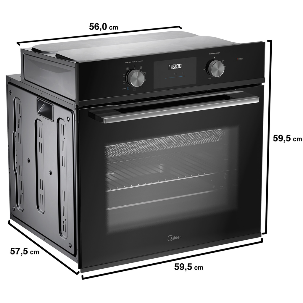 Forno de Embutir Elétrico Midea 80L TSD80P2 com Função AirFryer Preto 220V